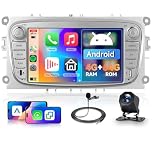Hodozzy 4G+64G Android Car Stereo For Ford Focus II MK2 Mondeo Galaxy S-max C-max with Wireless Carplay Android Auto, 7 inch Touch Screen with GPS Bluetooth WiFi, Mirror Link, DSP FM/RDS Radio Camera
