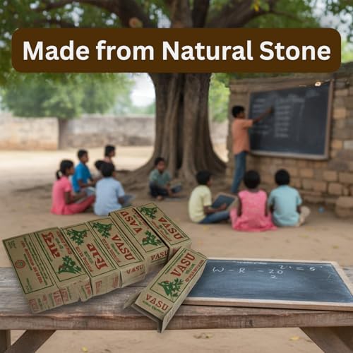 Image of Brighty 7 Box Vasu Thin Slate Pencil | 100 Sticks Natural Earthy Chalk | Soft White Slate Stone for Writing, Drawing, Craft & Marking | Eco Friendly & Non Toxic Slate Pencil Set