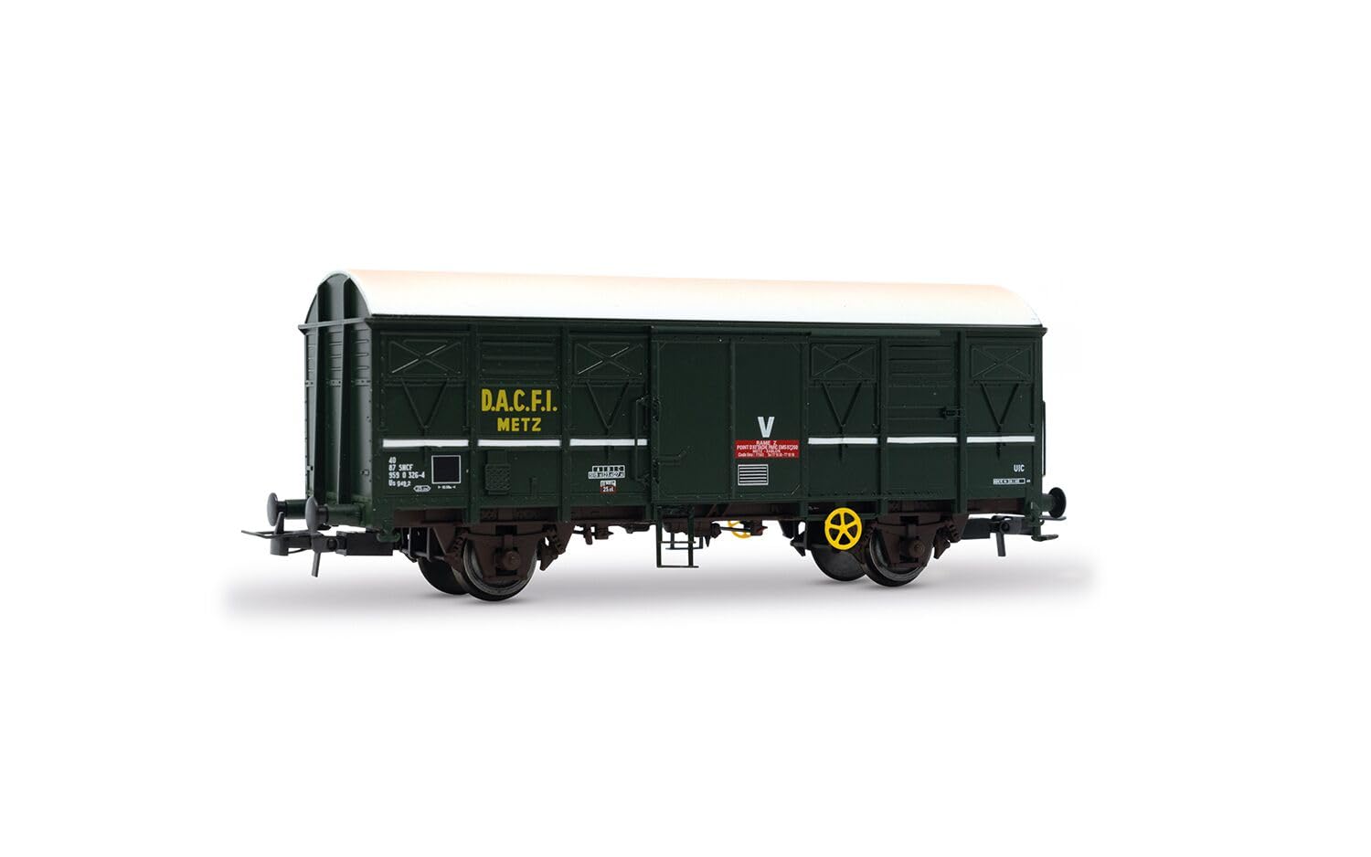 Jouef HJ6290 SNCF, Wagon Couvert à 2 essieux G4 « D.A.C.F.I. » Metz, livrée Verte, ép. V