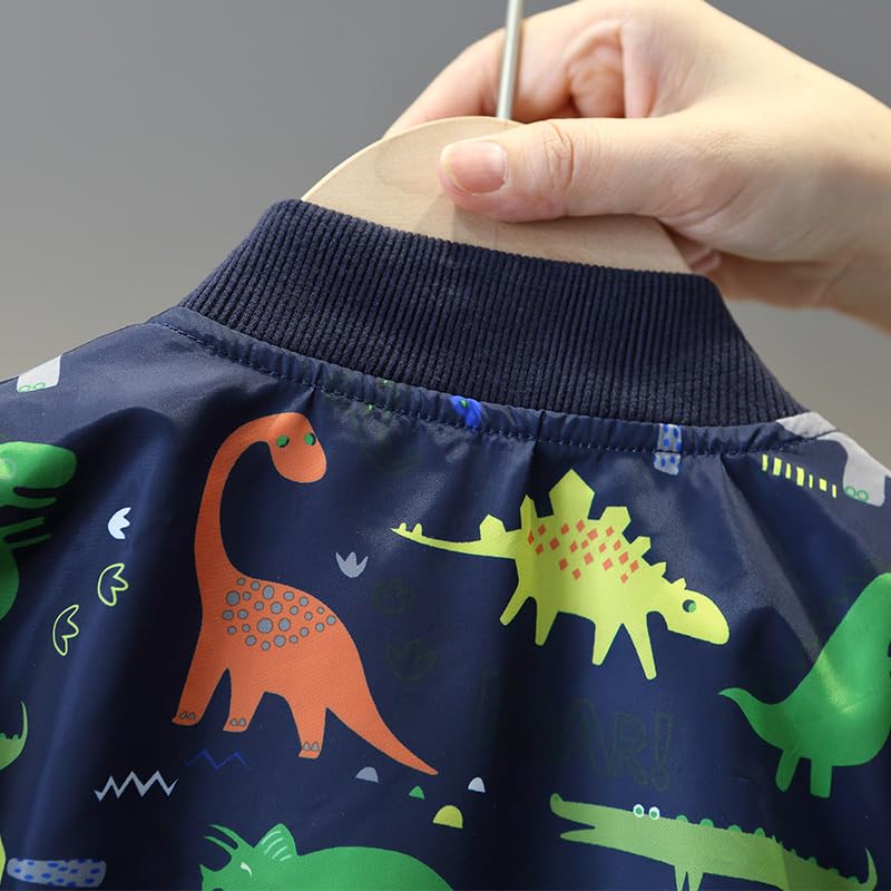 Boys' Spring and Autumn Cartoon Hoodie Jacket, Back to school Little Boys' Dinosaur Jacket size 2-64