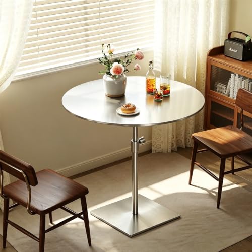 Mesa auxiliar redonda para sofá ajustable en altura y acero inoxidable 2