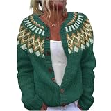Fair Isle Cardigan Sweater Women Button Down Open Fornt Nordic Sweaters