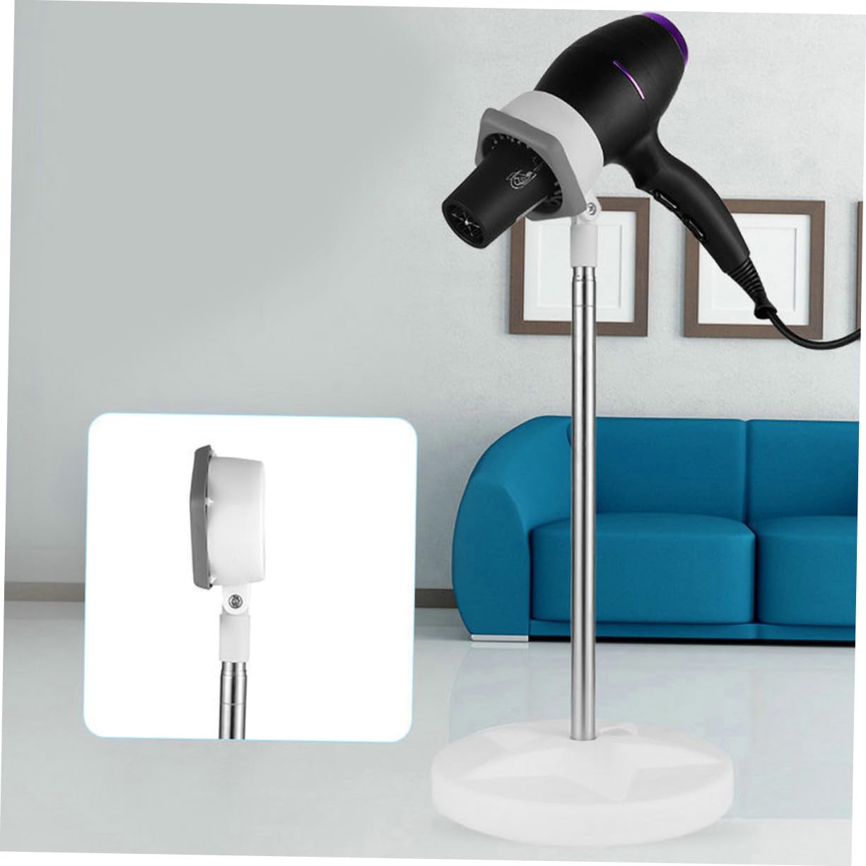 Homoyoyo Teleskop Haartrocknerständer Verstellbar 59-127cm Freihändig Halterung für Tierpflege und Styling mit Stabilem Befestigungsfuß Grau