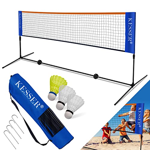 KESSER® Red de bádminton Red de Tenis | 300 cm | 400 cm | 500 cm | Red de bádminton con Altura Ajustable en 3 Posiciones, Juego Compuesto por Red, 3 Pelotas de bádminton, Marco de Hierro Resistente