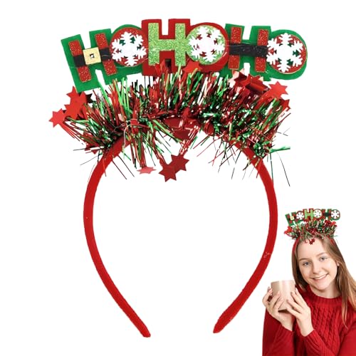 Valicaer Cinta para la cabeza de Navidad, cinta para el pelo con lentejuelas, decoración de Navidad, diadema roja para el pelo, lazos para el pelo para niños, gorro de Navidad, diademas para niñas y