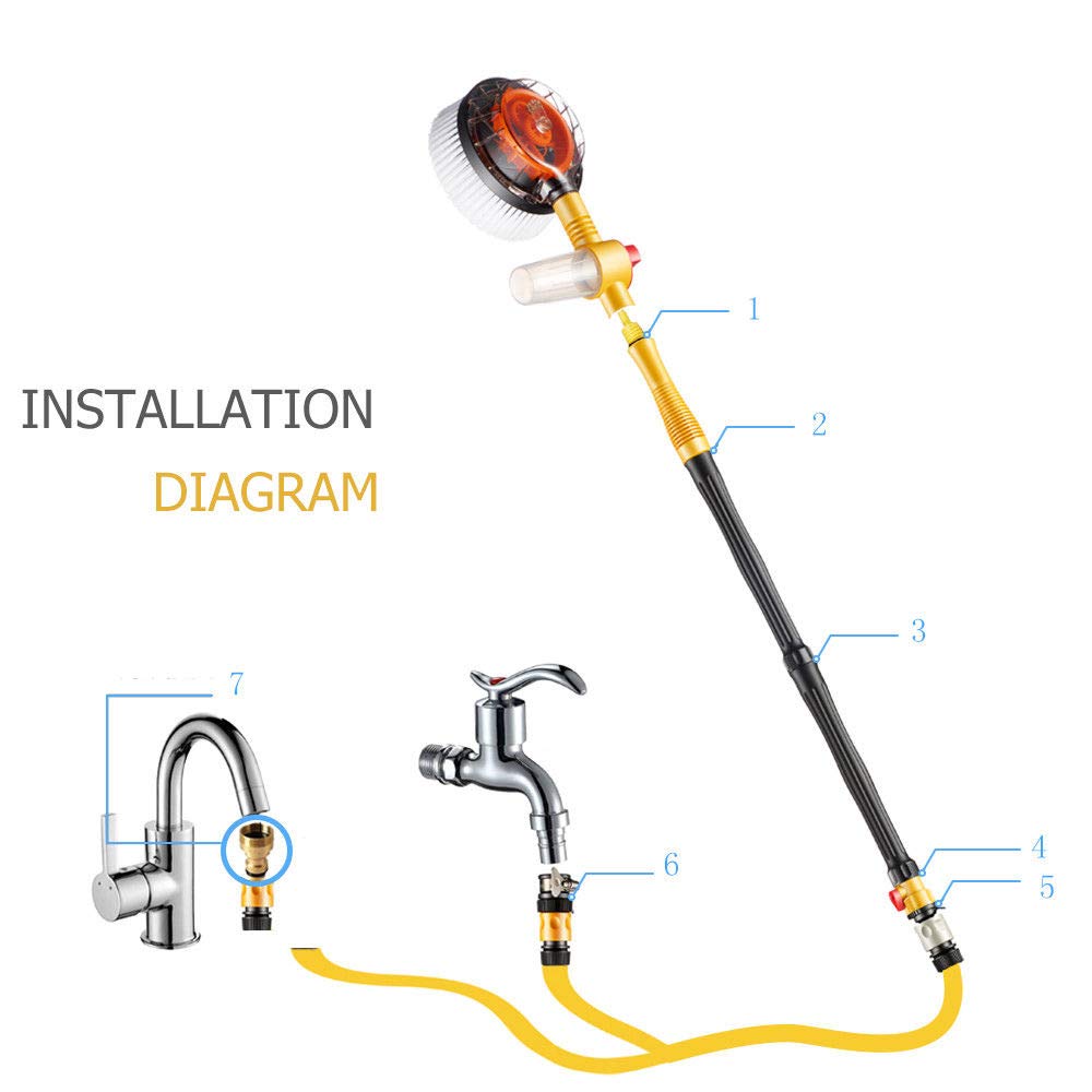 MASO Cepillo de Limpieza Giratorio Automático para Coche, Longitud Ajustable, Esponja de Presión, Herramienta de Limpieza con Depósito de Jabón