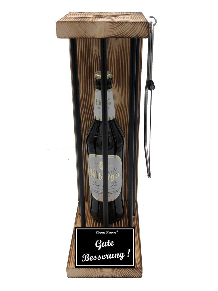 Bitburger Pils Gute Besserung Geschenke - Genesungsgeschenke Eiserne Reserve Black Edition Bitburger Bier Pils Biergeschenk s/w Gute Besserung Bier (1 x 0.5 l)