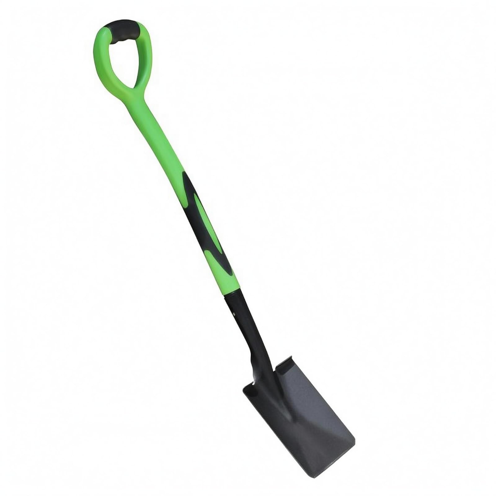 Giardino Terreno Pala Giardinaggio Attrezzo Acciaio al Manganese 15 Mm Asta Nera con Presa Adatta a Piantare Gestione Aiuole Manutenzione Del Prato, Manico Verde, Testa Quadrata Nera