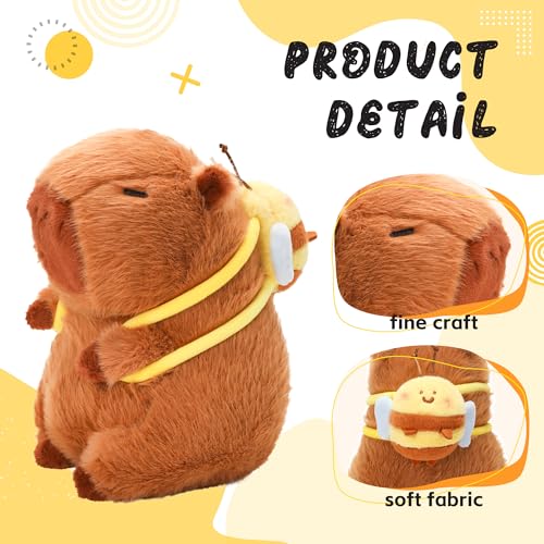Image of Capybara Plush with Clothes & Accessories,Christmas Stuffed Animals, 10.2 in Cute Capybara Stuffed Animal Plush Toys,Birthday Gifts&Dress Up Cute Plushies for Boys /Girls (Bee)