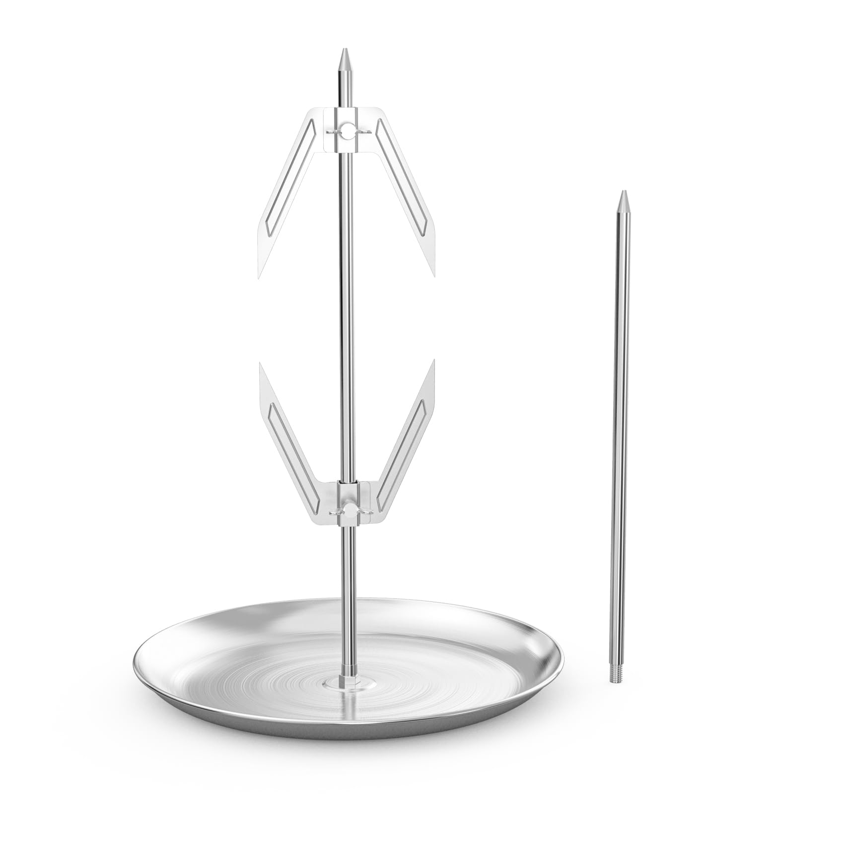 Vertical Skewer with Removable Chicken Forks, Meat Skewer with 2 Different Sizes Spikes for Brazilian BBQ, Whole Chicken, Tacos Al Pastor, Fish, Turkey, Shawarma