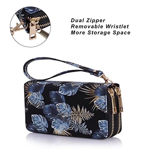 Image of Cellphone Wallet for Women Dual Zipper Long Purse with Removable Wristlet