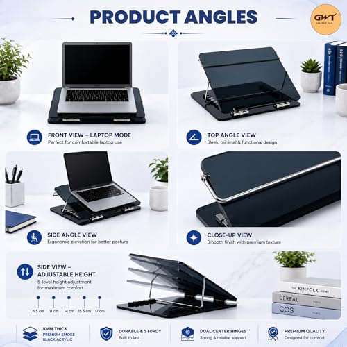 Image of Goodwill Tech Acrylic Tabletop Writing Board 12x16 Inch - Smoke Black Smooth Finish Sketching Board, Study Desk, Portable Drawing Board for Students, Artists & Office Use