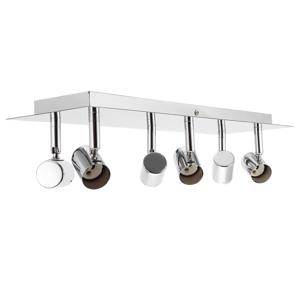 Greensen LED Deckenleuchte 6 Köpfe Bad Deckenlampe Edelstahl Deckenstrahler mit GU10 Lampenfassung Deckenspots Schwenkbar Leuchtmittel für Wohnzimmer Schlafzimmer Badezimmer
