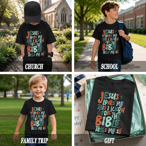 Image of Christian Shirts for Boys Kids Jesus Loves You Bible Verse God T Shirts Religious Faith Cute Graphic Tees Casual Tops