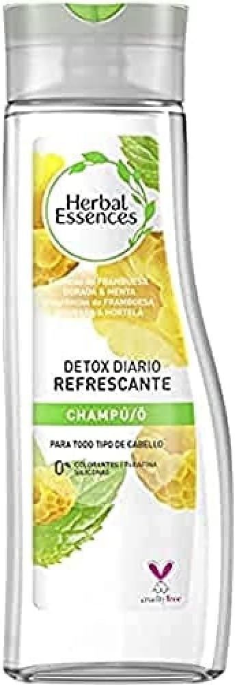 Herbal Essences Detox Daily Refreshing Shampoo for All Hair Types with Golden Raspberry and Mint, Inspired by Nature, 400 ml