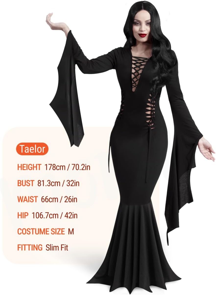 Spooktacular Creations Black Witch Dress for Women for Halloween Costume Adult,Black Family Costumes - Image 4