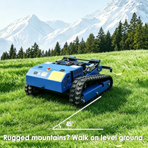 Image of AIWEIYA-Remote Control Lawn Mower,Oil-Electric Hybrid Crawler Track Mower,3-15CM Cutting Height Professional Landscape and Estate Mower for 100% Slope(45) Large Turf Grass Cutting