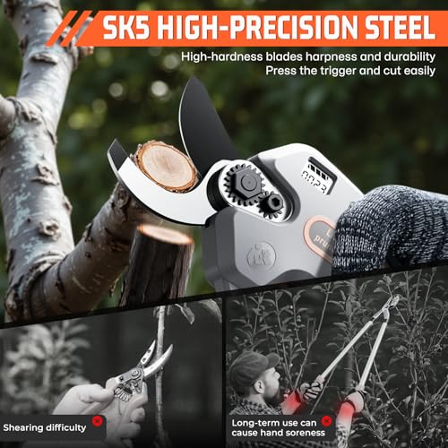 Image of Electric Pruning Shears for Gardening,Garden Shears Brushless Trimming Branch Cutter 0.5 Second Shear Speed 0.9-1.5 inchCutting Diameter,Pruning Shears with 6000 Cuts of 2 Rechargeable Battery