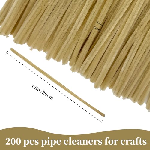 Image of Beige Pipe Cleaners,Arts & Crafts 200pcs Chenille Stems,Pipe Cleaner Crafts for Girls 8-12,Christmas Gifts,DIY Decor Ccrafts for Adults,Art and Craft Supplies, Arts and Crafts,Limpia Pipas