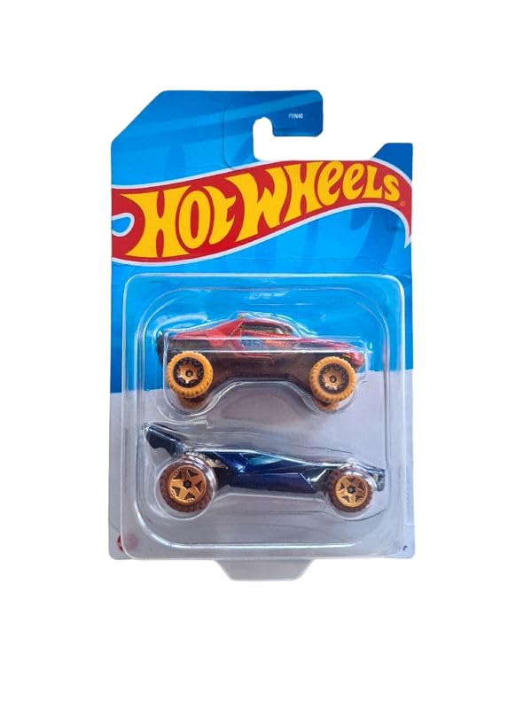Image of Hot Wheels 2 Cars Pack Terrain Strom and Blade Rider Die-Cast Vehicle by Small CLAP for 3 Years & Above (RedBlue)