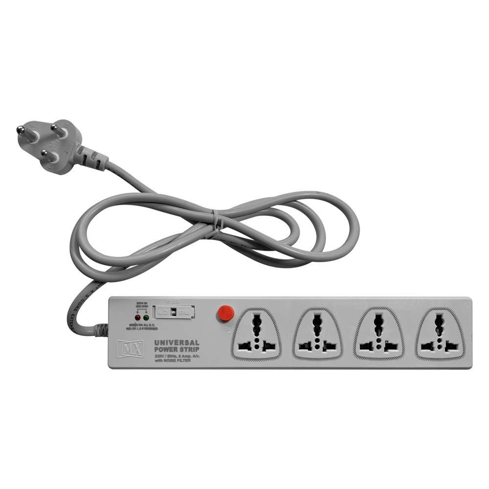 MX Universal Surge Protector - 4 Sockets - 1.5M Cable - 5 AMPS - LED Indicator,Master Switch & Safety Shutter-picture-13