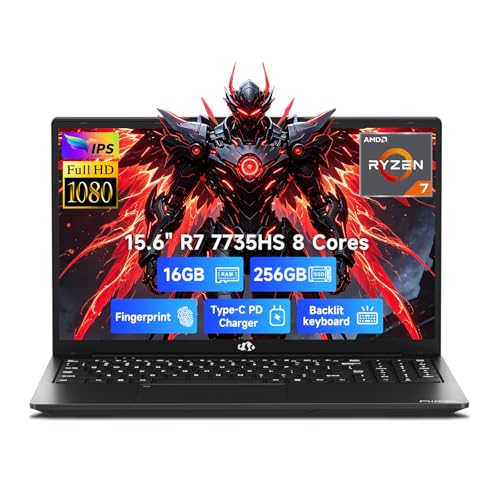 Image of NIMO Light-Gaming-Laptop, AMD Ryzen 7 7735HS (Beats i7-12650H), 16GB DDR5 256GB SSD, 100W PD, Radeon 680M 15.6 inch FHD Backlit KB Fingerprint Computer for Business Gaming College School