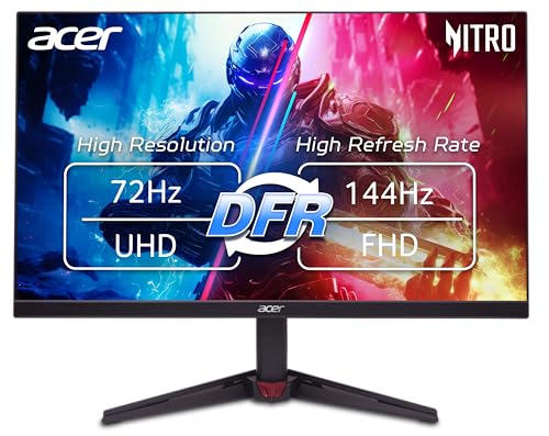 Image of acer Nitro 27 inch 4K UHD 3840 x 2160 Gaming IPS Monitor | AMD FreeSync | Up to 72Hz Refresh Rate with DFR to FHD 144Hz | Up to 0.5ms | 1 x Display Port 1.4 & 2 x HDMI 2.0 Ports | VG270K L1bmiipx
