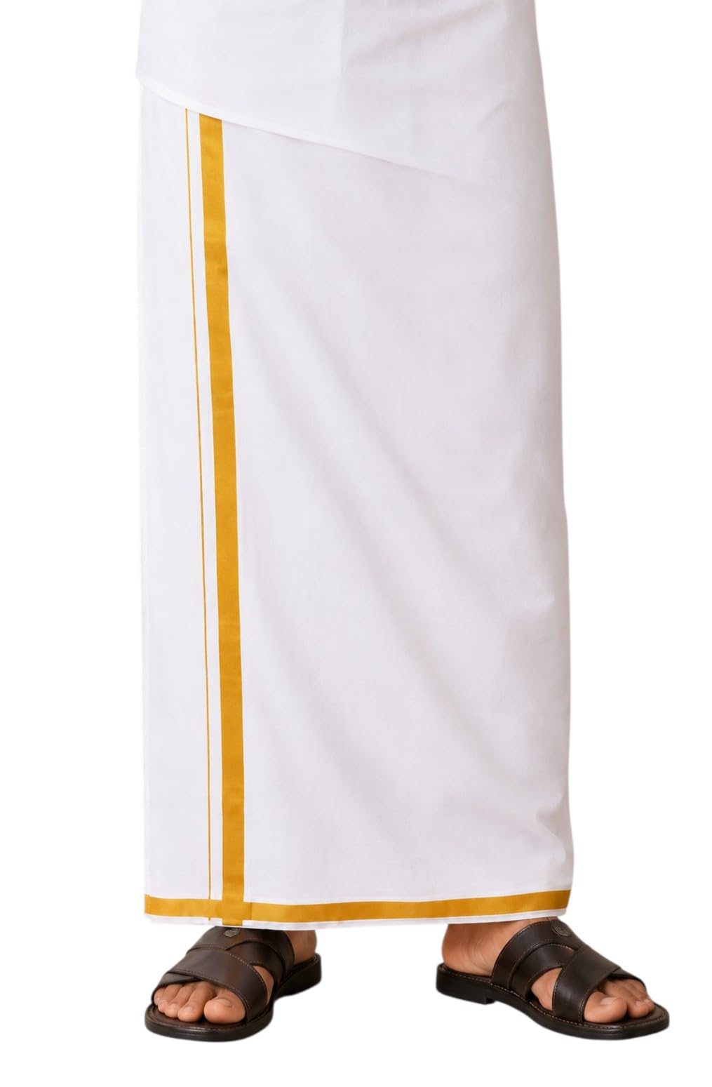 Madrasi Traditional White Lungi for Men, 100% Pure Cotton, 2.25 Meter, Comfortable and Cool For sleep and Rest, Pack Of 1-picture-53