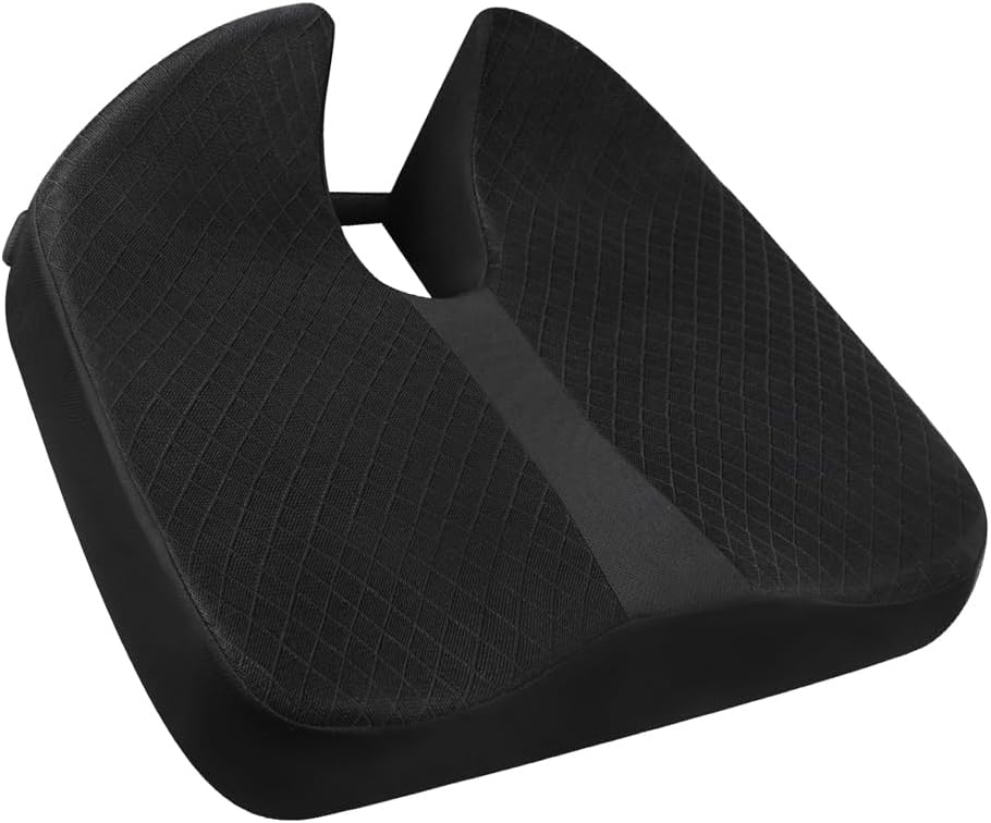 FOUNDCOOL Coussin Siège Voiture Mémoire De Forme – Rehausseur Ergonomique Orthopédique Anti-Sciatique, Confort Long Trajet, Siège Auto/Bureau