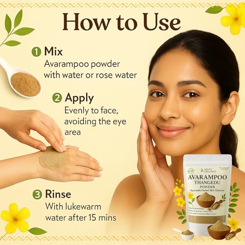 Image of Avarampoo Powder 250g with Spoon for Skin Glow and Body Cooling| Thangedu | Avarataki | Sonamukhi | Tarwar | Senna Auriculata | Tanners Cassia, Face pack