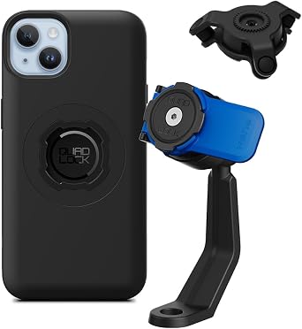 Quad Lock Mirror Stem Motorcycle Phone Mount with Vibration Dampener and MAG Phone Case for iPhone 14 Plus
