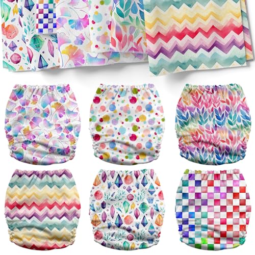 Image of Mama Koala 6 Pack Reusable Cloth Diapers 3.0 for Babies Girls Newborn, One-Size Adjustable Baby Diaper, Durable Stitching, Back Opening for Inserts, Breathable Awj Lining, Leak Prevention-GorgeousDr..