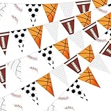 Faccito 5 Pack Sports Banners Party Decorations Sports Championship Pennants Hanging Decor Themed Triangle Flags Athletics Game Garland for Birthday Party Supplies (Colorful)