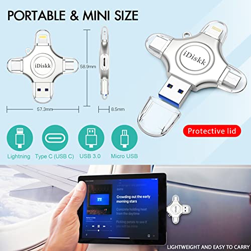 iDiskk 512GB Photo Stick for iPhone 4 in 1 iPhone lightning USB Flash drive,External iPhone Memory Sticks iPad Storage work with latest iPhone USB-C device Android Phone Mac and Computer - Image 3