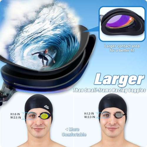 Image of Swimming Goggles 2 Pack Swim Goggles Anti Fog Goggles Adult Swimming UV Protection Also Goggles Kids Swimming Fit for Adult Men Women Youth Kids Boys Girls Mirrored Lens Silicone Seal Clear Vision