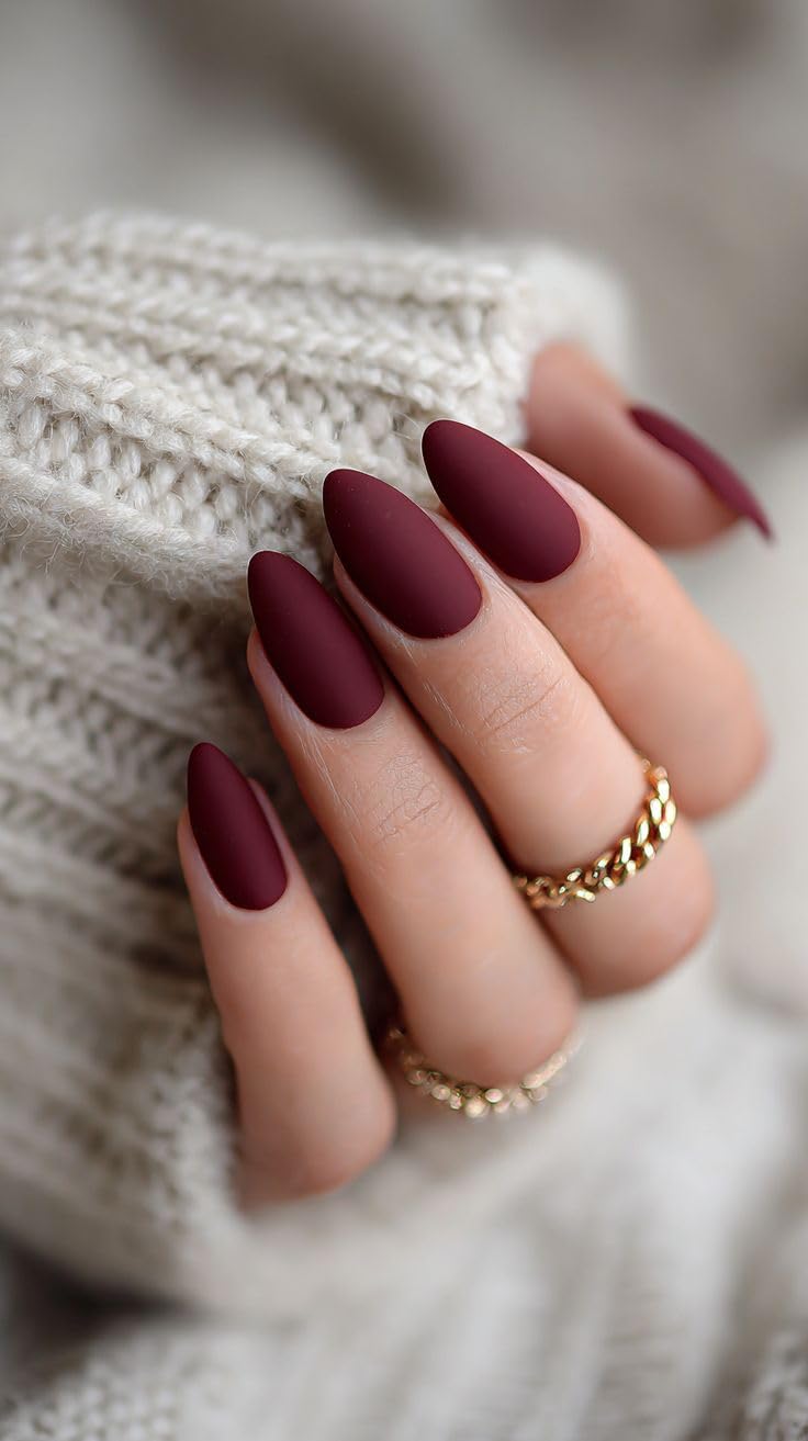 Set Of 14Pc, Nail Extensions for Women, Matte Maroon, Short Almond Shape, Press On Artificial Nails With Free Glue Kit-image-7