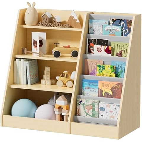 Yornoli Wooden Children's Bookshelf with 4 Tiers Cover