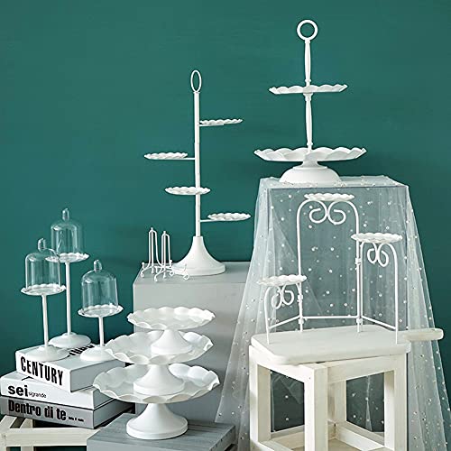 Buy 1 get 1 Loyaltaling Cake Stands, 16PCS Cake Stand Set Metal Fruits Holder Cupcake Stands Tray Girl Birthday Party Baby Shower Wedding Supplier Dessert Table Mount Home Display Plate Table Decoration (White)