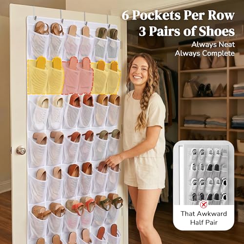 48-Pocket Ordovibe Over-the-Door Mesh Shoe Organizer (White) - image 4