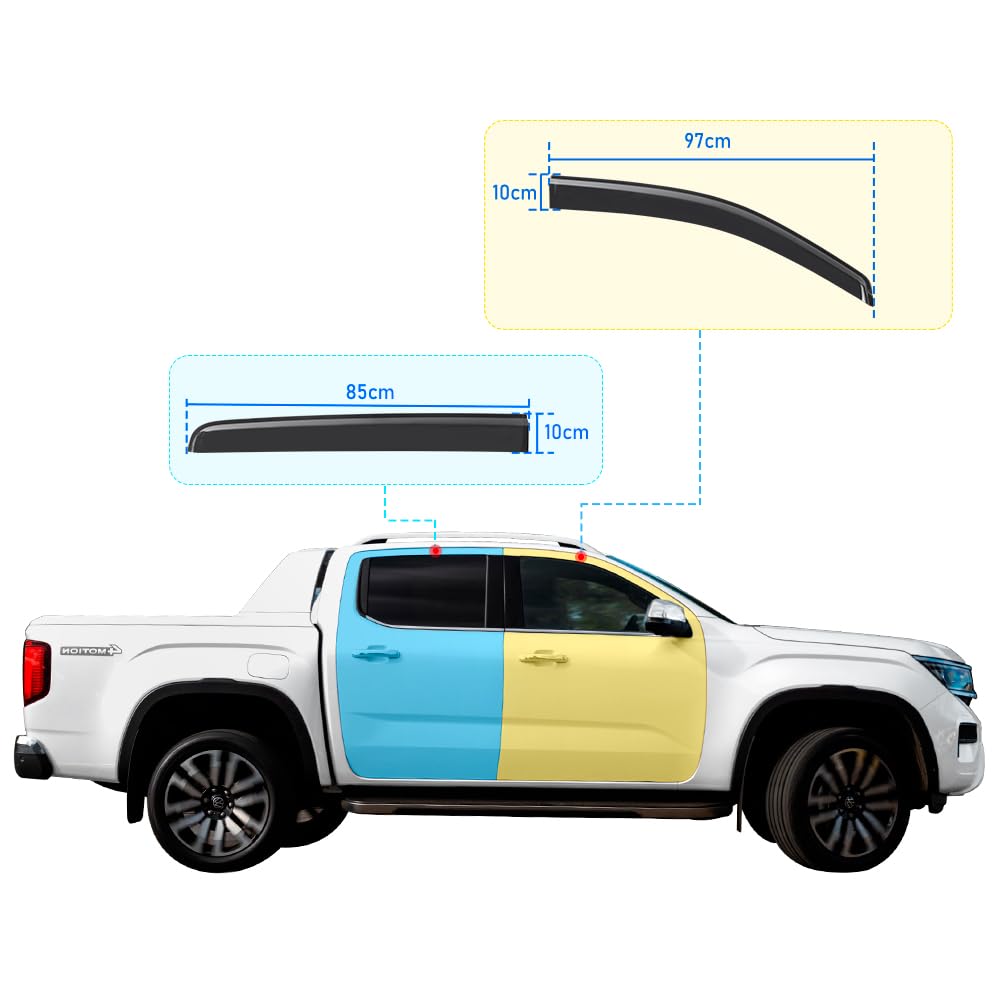 Windabweiser für VW Amarok 2023–2026, für Volkswagen Amarok V6 TDI 4 Motion Double Cab Aventure Highline Regenschutz