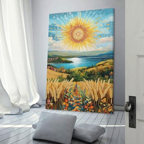 Impression sur toile champ de blé de qualité supérieure pour décoration murale