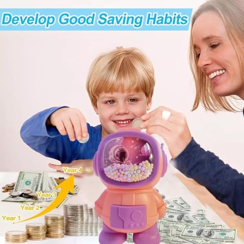 Image of Money Saving Bank with Coin Slot / /Creative Cartoon Design Money Bank / /Plastic Piggy Bank for Boys & Girls (Pack of 1) (Astronaut - Blue)