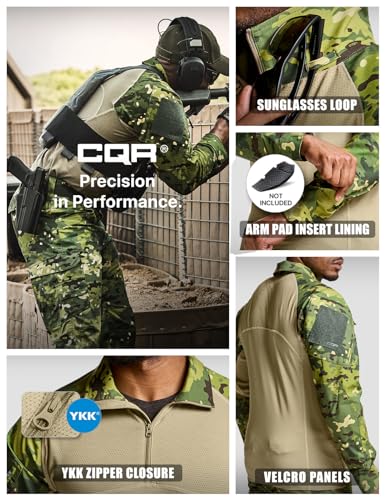 Image of CQR Men's Tactical Combat Shirt, 1 /4 Zip Long Sleeve Breathable Military BDU Training Top for Shooting, Hunting, Range Use