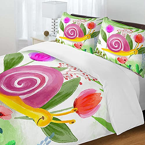 Housse de couette 200x200cm douce et infroissable ensemble literie fleurs