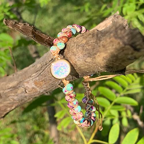 Image of YGLINE Stone Bead Yoga Meditation Bracelet Healing Crystal Double Layer Natural Gemstone Beaded Relax Anxiety Bracelets for Women Men