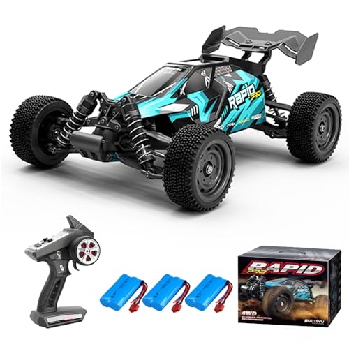 Image of 70 km /h Remote Control Car for Adults, Brushless Motor RC Car High Speed Offroad Drift Racing Car, 4WD Off Road Race Buggy, 3 Batteries (Blue)