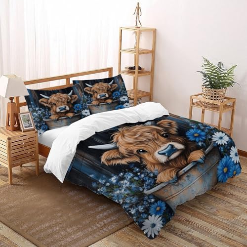 Parure de lit Bovins des Highlands en microfbre douce 200x200cm