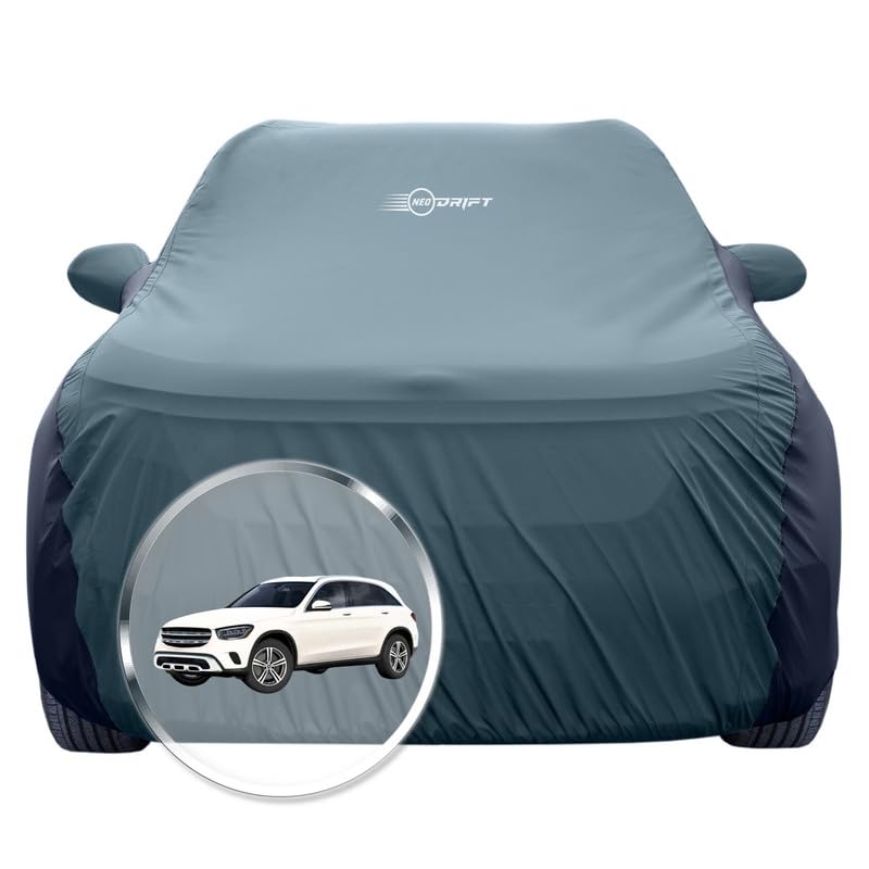 Image of NEODRIFT 'SuperTech' Car Cover for Mercedes GLC 350 (100% Water-Resistant, All Weather Protection, Tailored Fit, Multi-Layered & Breathable Fabric) (Colour: D.Green+Black)