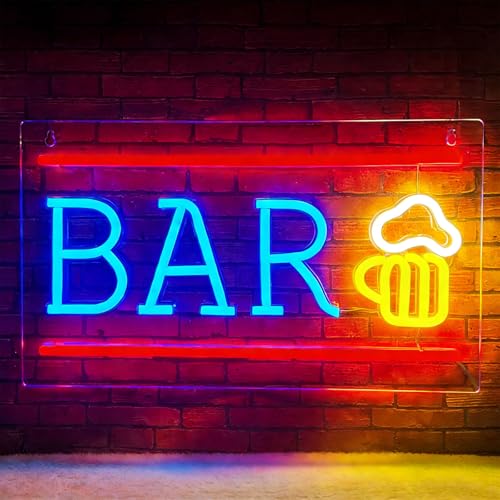 Bar Neon Sign Beer LED Neon Light for Wall Decor, USB Powered Neon Bar Signs Acrylic Bar Led Sign for Man Cave Bedroom Home Store Club Bistro Party