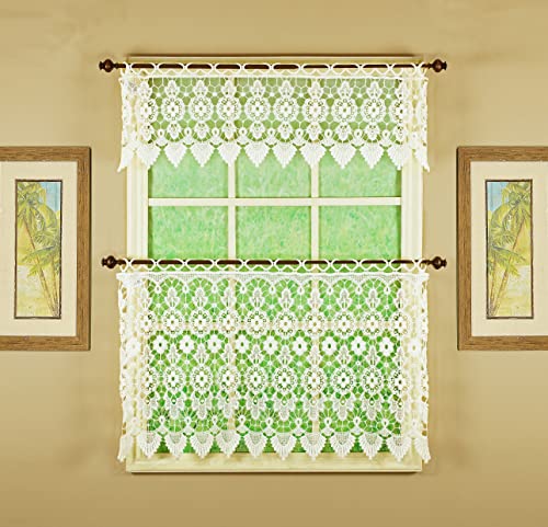 Today's Curtain Medallion Macramé Valance 12",Ecru,35W X 12L #TOP2